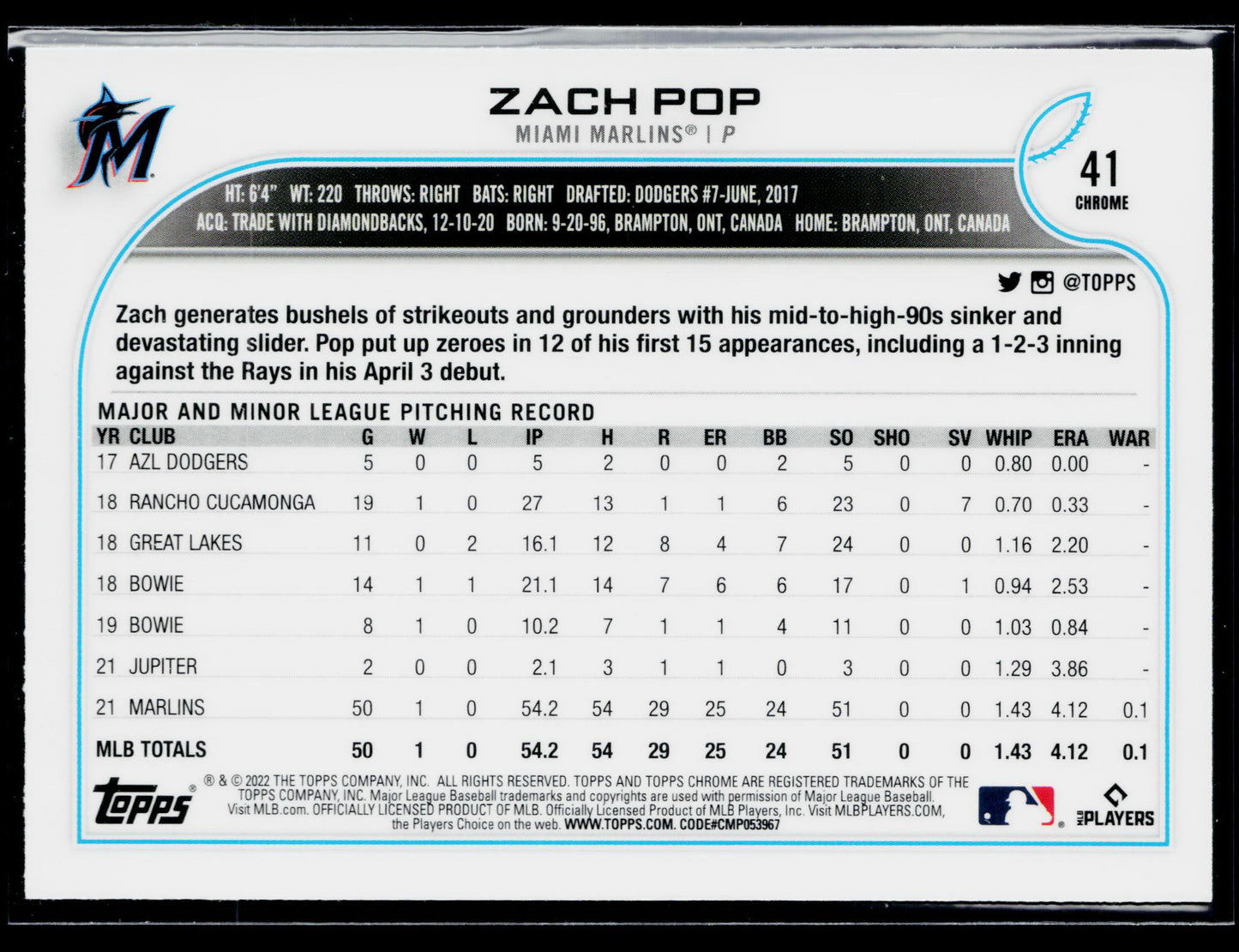 2022 Topps Chrome Zach Pop Pink #41
