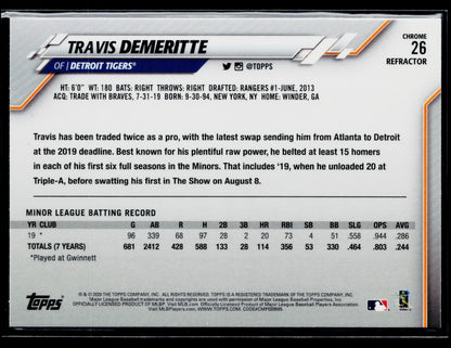 2020 Topps Chrome Travis Demeritte Rookie Pink Refractor #26