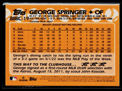 2023 Topps Chrome George Springer 1988 Topps Baseball 35th Anniversary #88BC-19