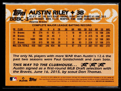 2023 Topps Chrome Austin Riley 1988 Topps Baseball 35th Anniversary #88BC-3