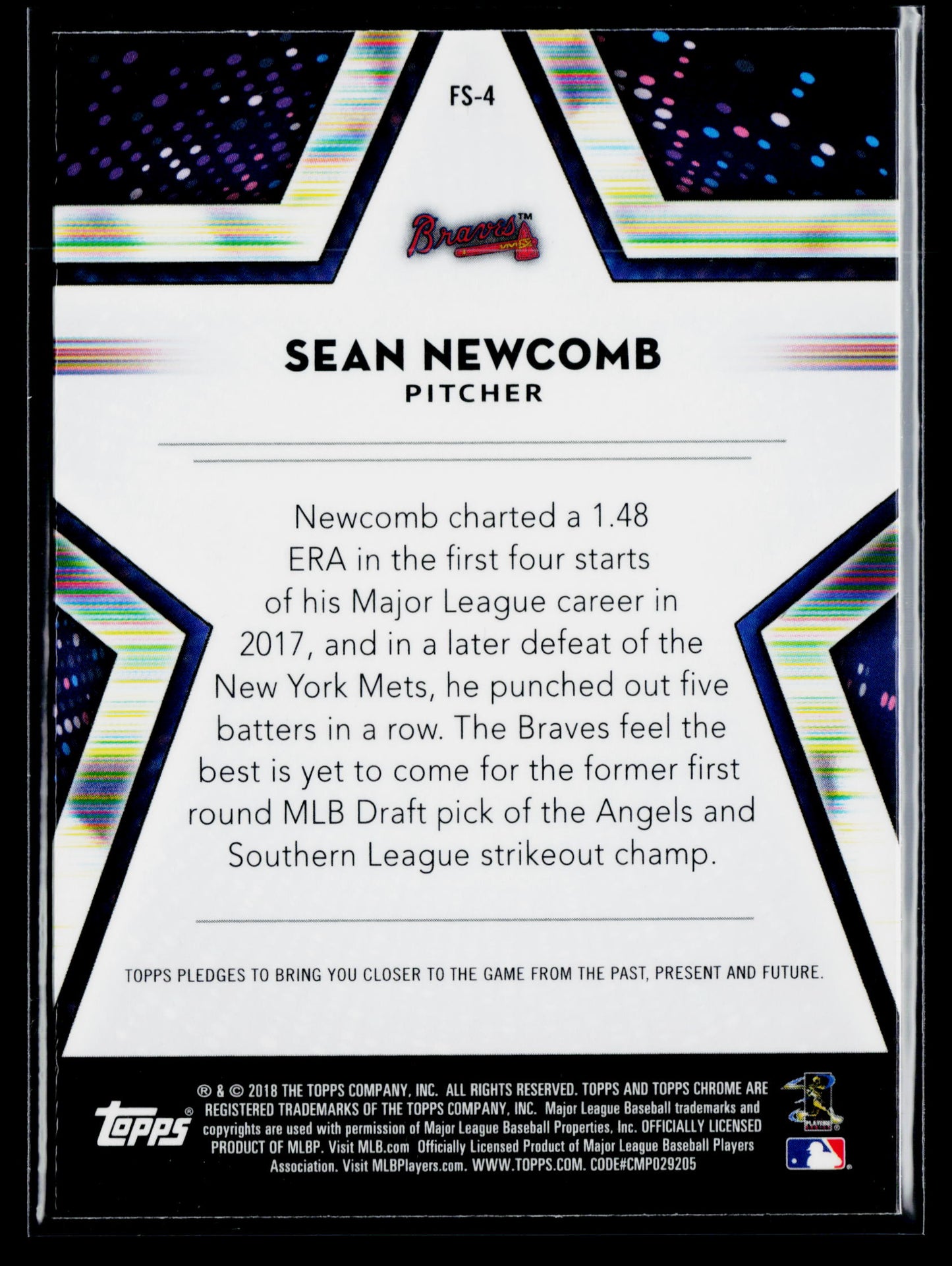 2018 Topps Chrome Sean Newcomb Future Stars #FS-4