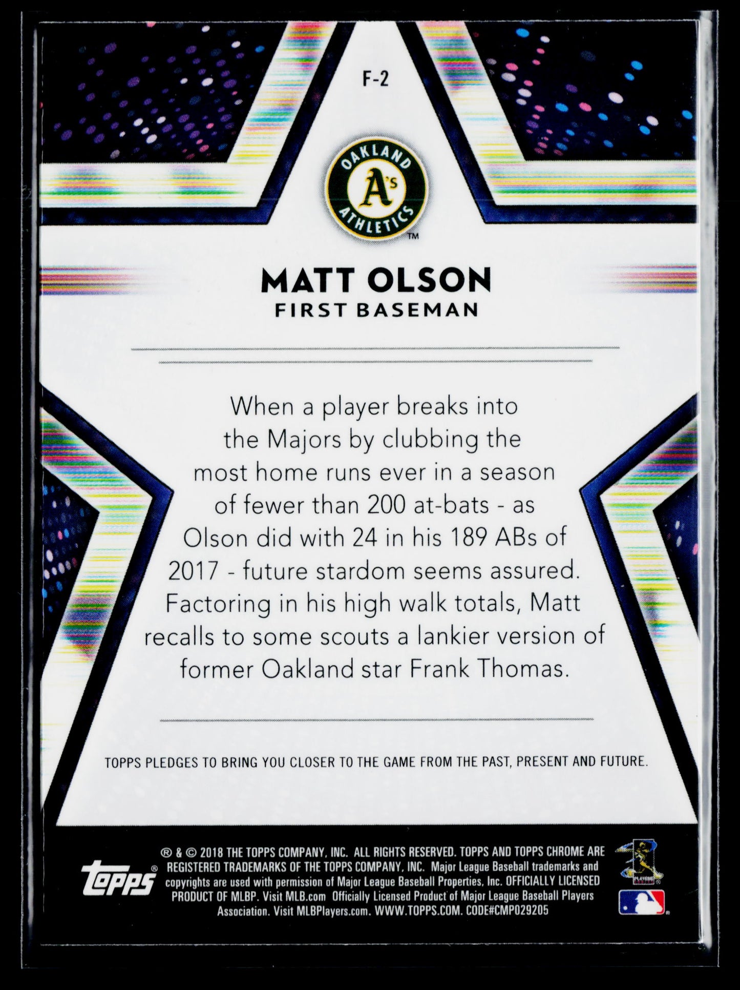 2018 Topps Chrome Matt Olson Future Stars #F-2