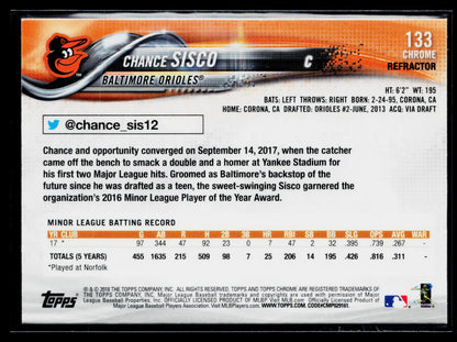 2018 Topps Chrome Chance Sisco Rookie Pink Refractor #133