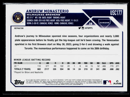 2023 Topps Chrome Update Andruw Monasterio Rookie Refractor #USC177
