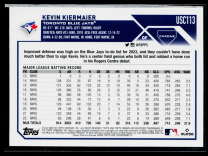 2023 Topps Chrome Update Kevin Kiermaier Pink #USC113