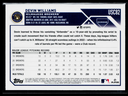 2023 Topps Chrome Update Devin Williams Sepia #USC82