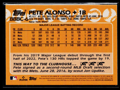 2023 Topps Chrome Pete Alonso 1988 Topps Baseball 35th Anniversary #88BC-6