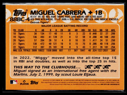 2023 Topps Chrome Miguel Cabrera 1988 Topps Baseball 35th Anniversary #88BC-4