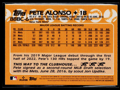 2023 Topps Chrome Pete Alonso 1988 Topps Baseball 35th Anniversary #88BC-6