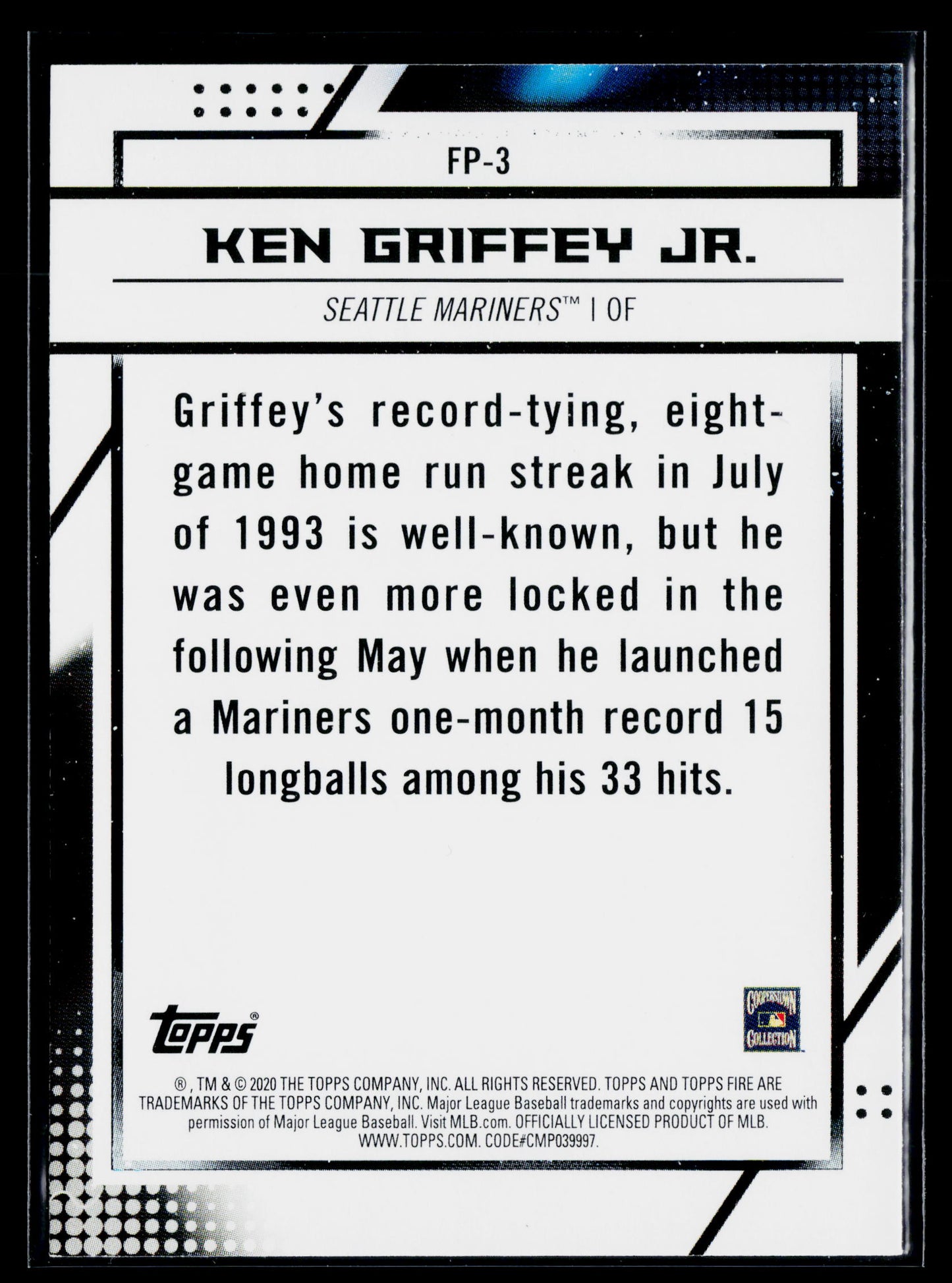 2020 Topps Chrome Ken Griffey Jr. Topps Fire NBCD Preview #FP-3