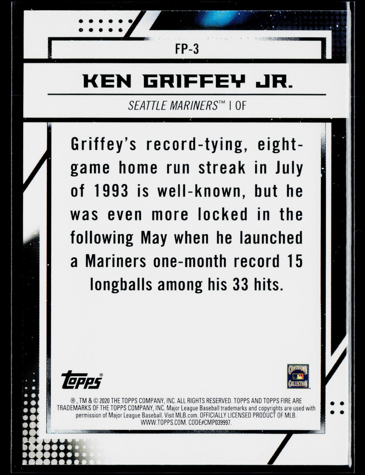 2020 Topps Chrome Ken Griffey Jr. Topps Fire NBCD Preview #FP-3