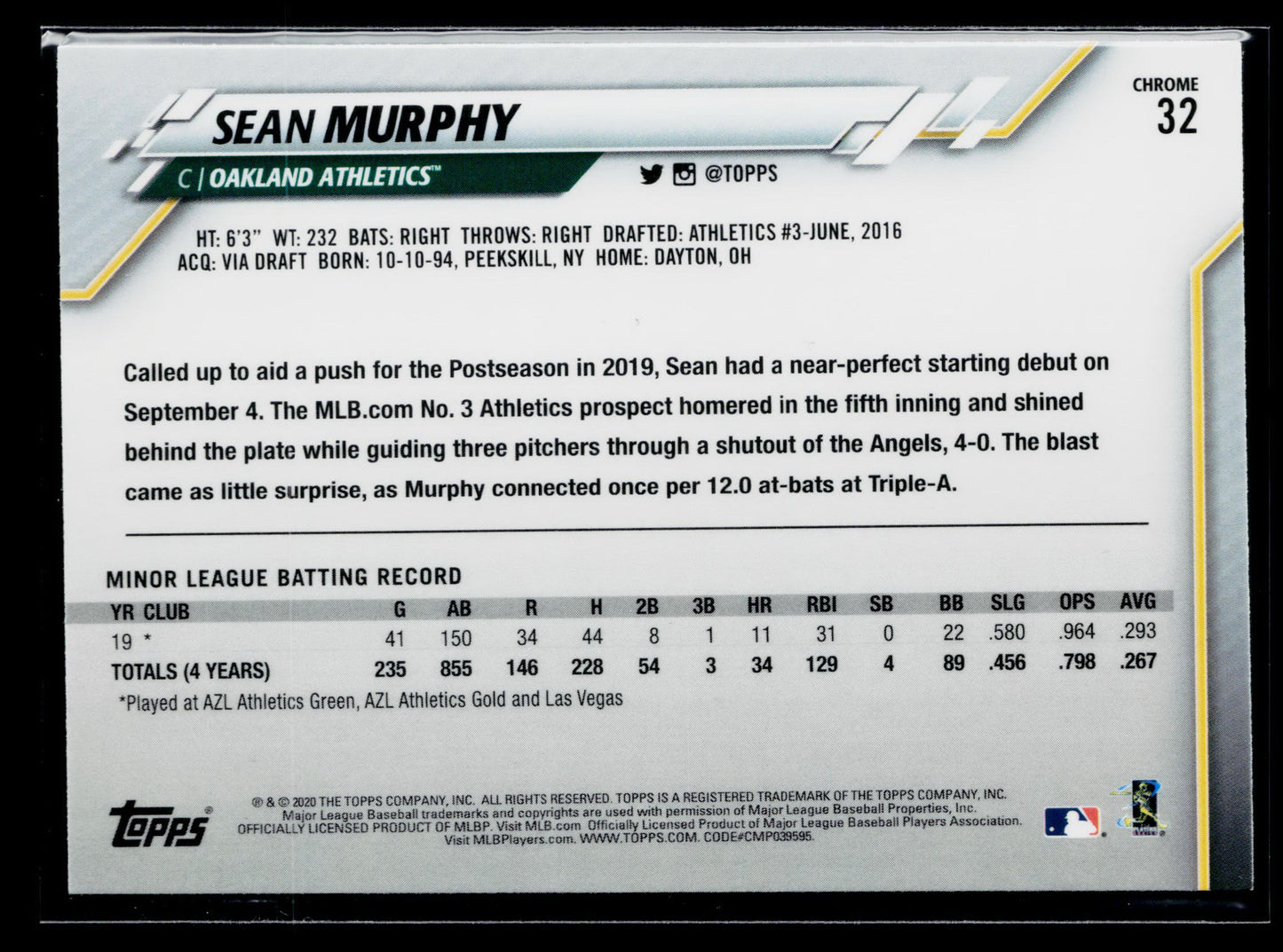2020 Topps Chrome Sean Murphy Rookie Prism Refractor #32