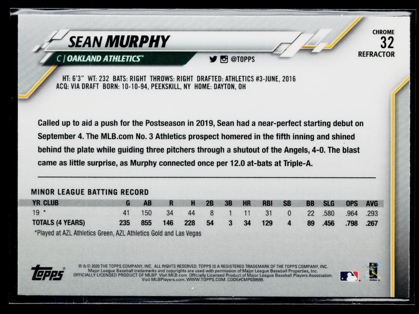 2020 Topps Chrome Sean Murphy Rookie Refractor #32