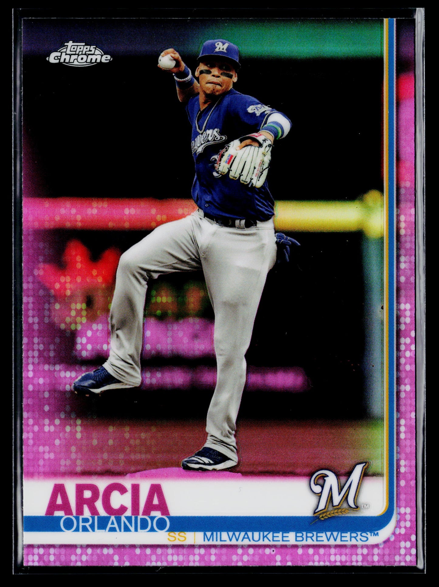 2019 Topps Chrome Orlando Arcia Pink Refractor #189