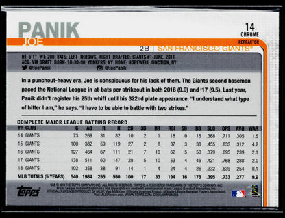 2019 Topps Chrome Joe Panik Pink Refractor #14