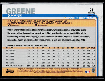2019 Topps Chrome Shane Greene Pink Refractor #21