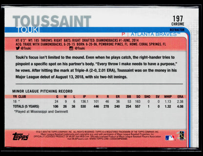 2019 Topps Chrome Touki Toussaint Rookie Pink Refractor #197