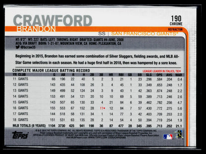 2019 Topps Chrome Brandon Crawford Refractor #190