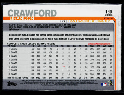 2019 Topps Chrome Brandon Crawford Refractor #190