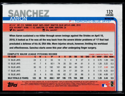 2019 Topps Chrome Aaron Sanchez Pink Refractor #132