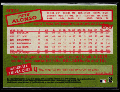 2020 Topps Chrome Pete Alonso 1985 Topps Baseball #85TC-18