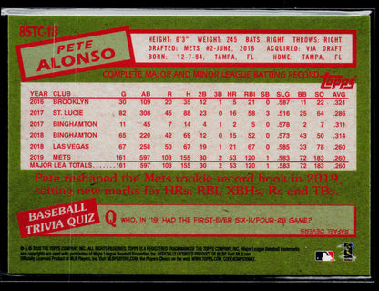 2020 Topps Chrome Pete Alonso 1985 Topps Baseball #85TC-18