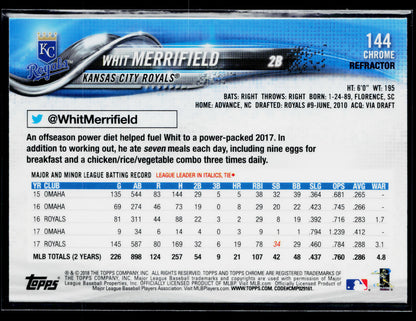 2018 Topps Chrome Whit Merrifield Refractor #144