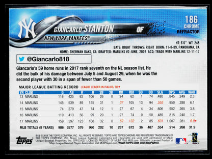 2018 Topps Chrome Giancarlo Stanton Refractor #186
