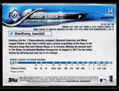 2018 Topps Chrome Anthony Banda Rookie Sepia Refractor #54