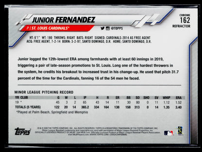2020 Topps Chrome Junior Fernandez Rookie Pink Refractor #162
