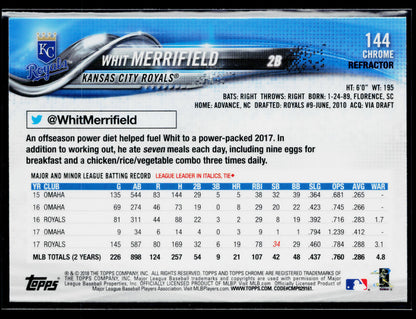 2018 Topps Chrome Whit Merrifield Sepia Refractor #144