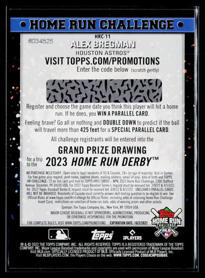 2022 Topps Alex Bregman Home Run Challenge Code Cards (Series One) #HRC-11
