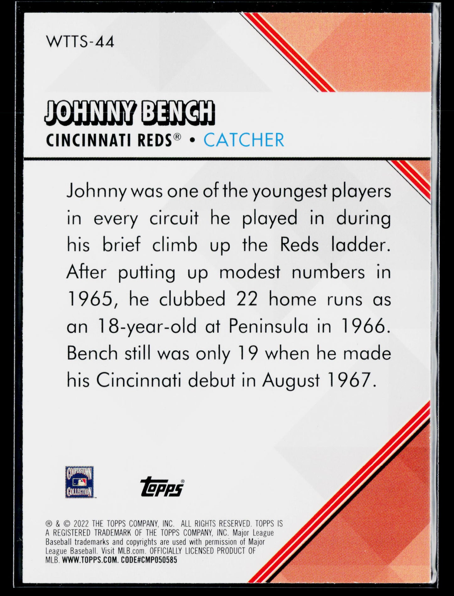 2022 Topps Johnny Bench Welcome to the Show #WTTS-44