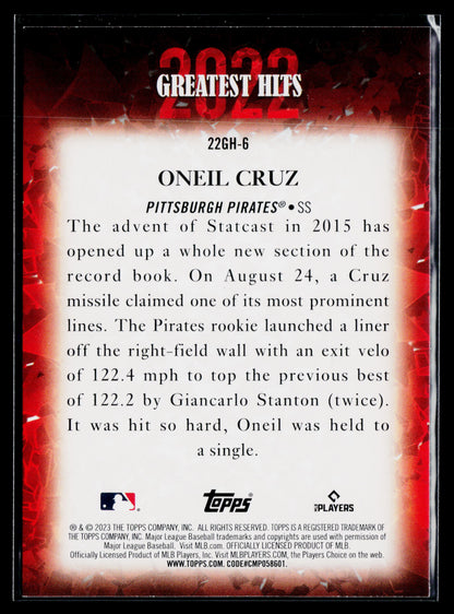 2023 Topps Oneil Cruz 2022 Greatest Hits #22GH-6