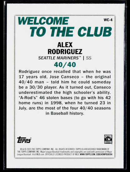 2023 Topps Alex Rodriguez Welcome to the Club #WC-4