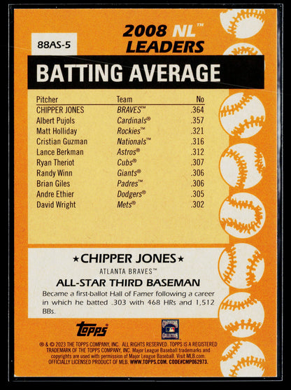2023 Topps Chipper Jones 1988 Topps Baseball 35th Anniversary All-Stars #88AS-5