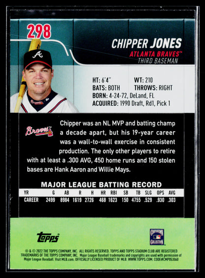 2022 Stadium Club Chipper Jones #298