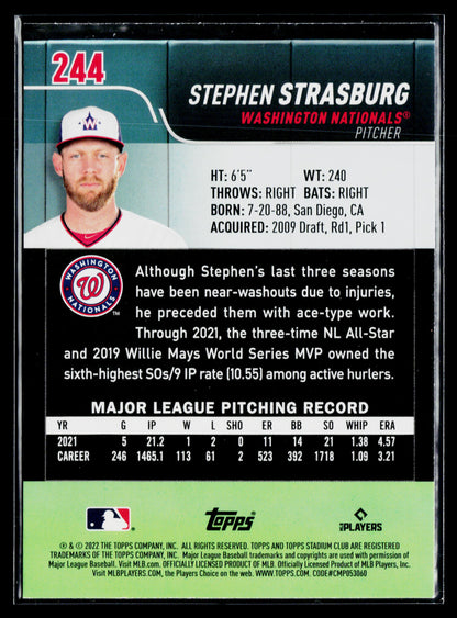 2022 Stadium Club Stephen Strasburg #244