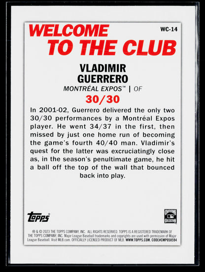 2023 Topps Vladimir Guerrero Welcome to the Club #WC-14