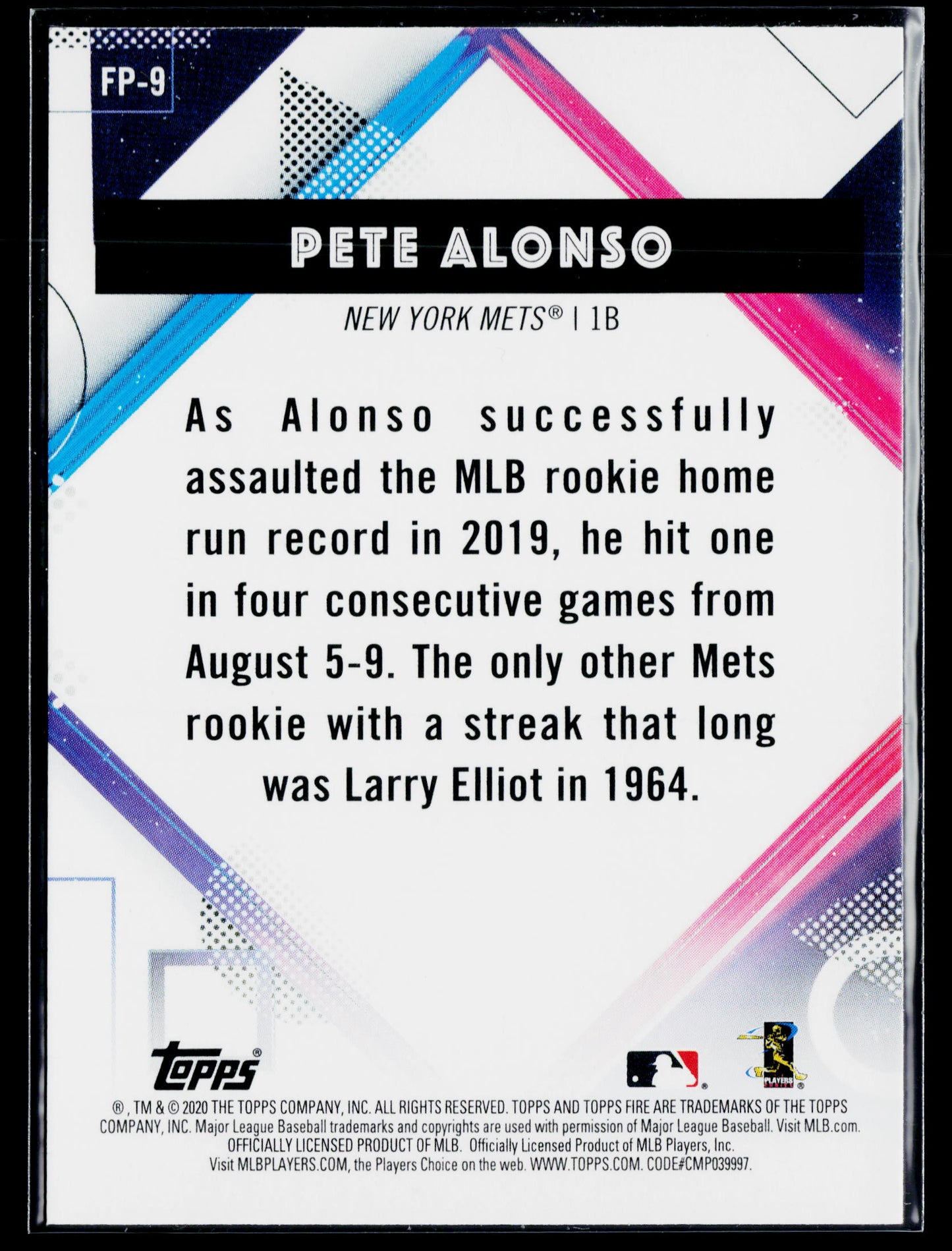 2020 Topps Chrome Pete Alonso Topps Fire NBCD Preview #FP-9