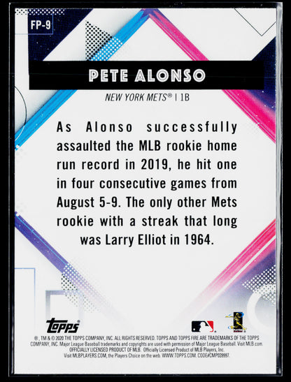 2020 Topps Chrome Pete Alonso Topps Fire NBCD Preview #FP-9
