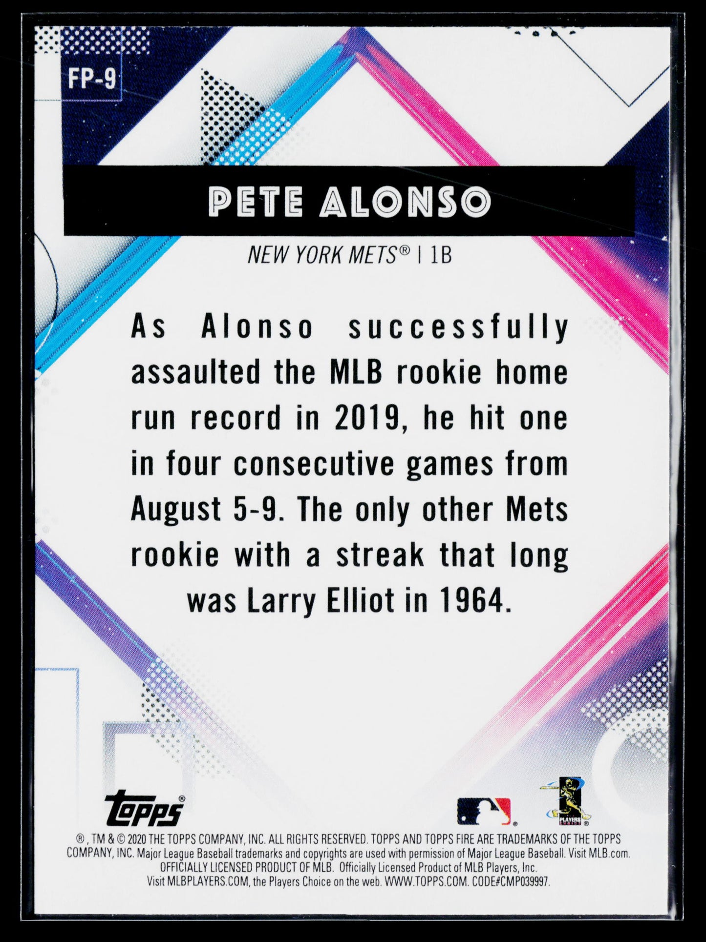 2020 Topps Chrome Pete Alonso Topps Fire NBCD Preview #FP-9