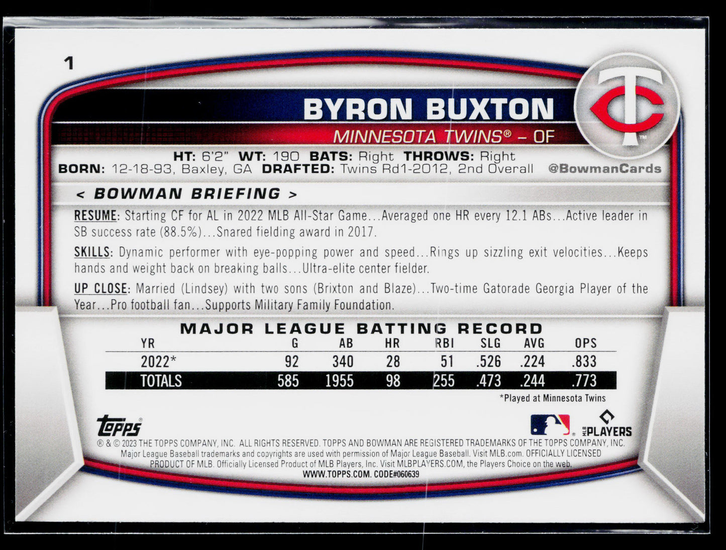 2023 Bowman Byron Buxton #1