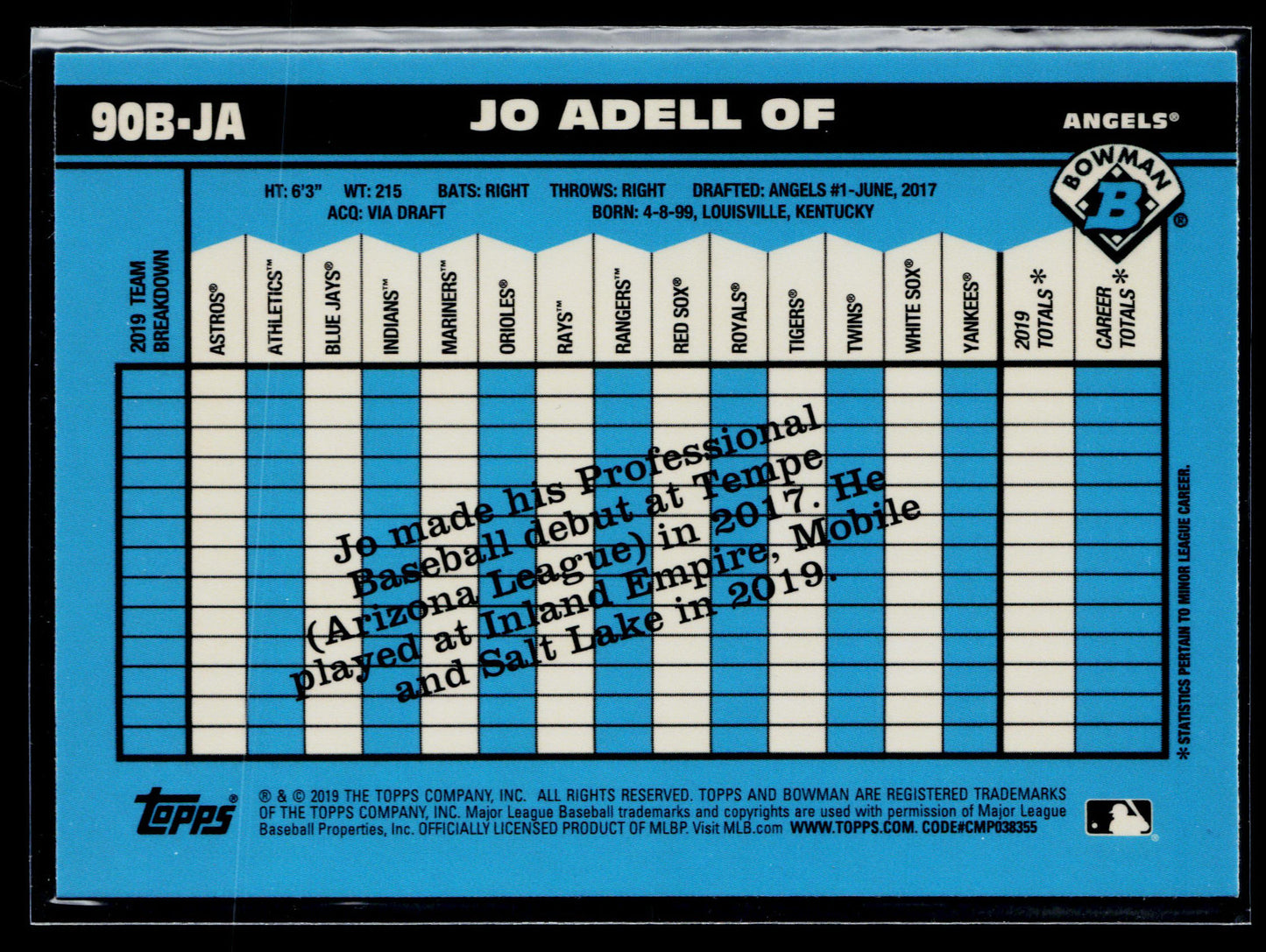 2020 Bowman Jo Adell 1990 Bowman #90B-JA