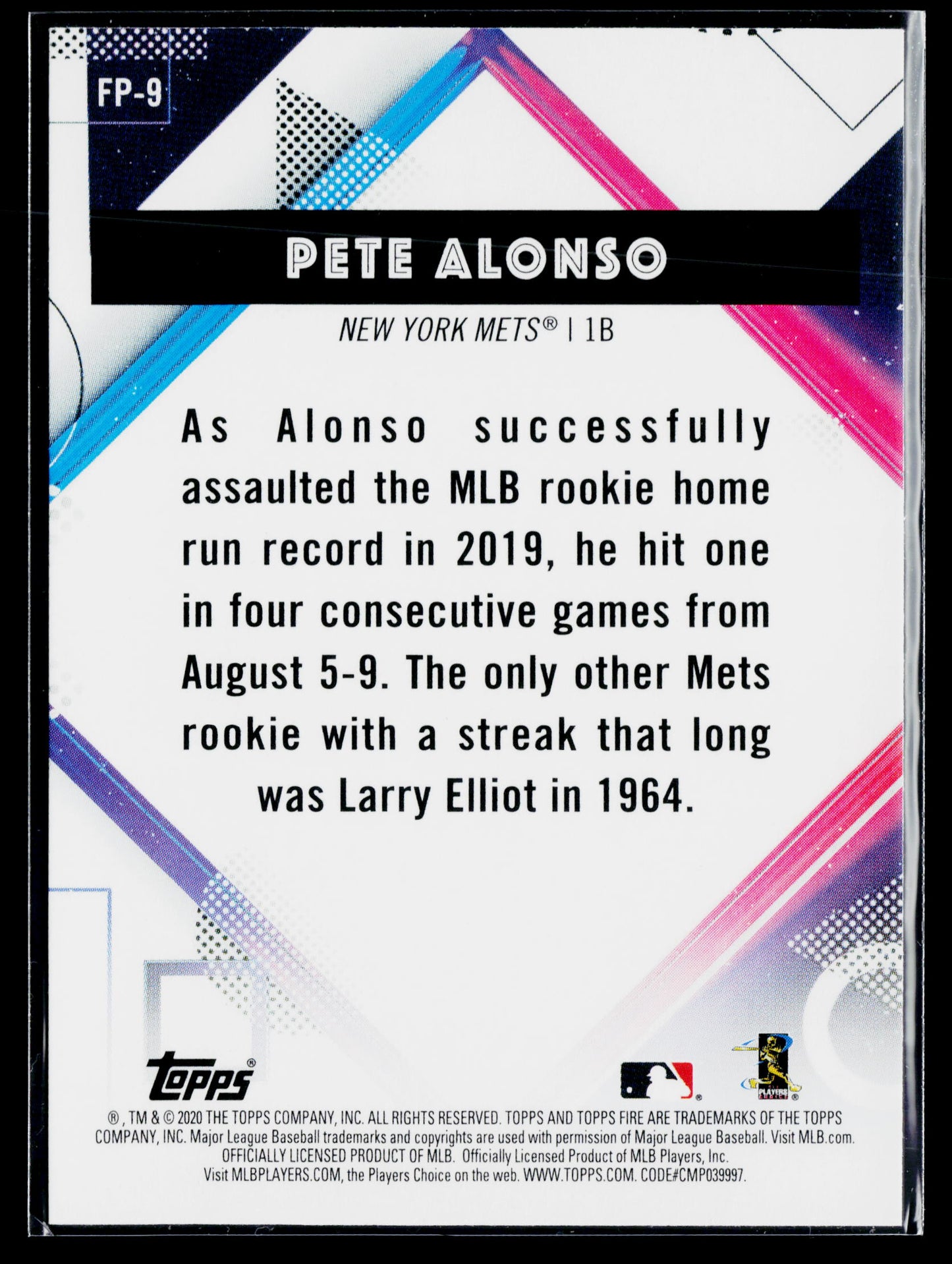 2020 Topps Chrome Pete Alonso Topps Fire NBCD Preview #FP-9