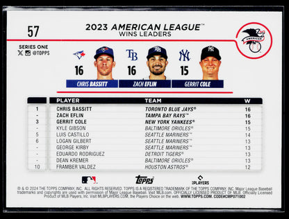 2024 American League Leaders Wins (Chris Bassitt / Zach Eflin / Gerrit Cole) #57