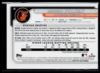 2024 Bowman Chrome Jackson Holliday Rookie #26
