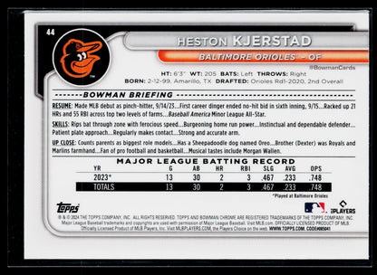2024 Bowman Chrome Heston Kjerstad Rookie #44