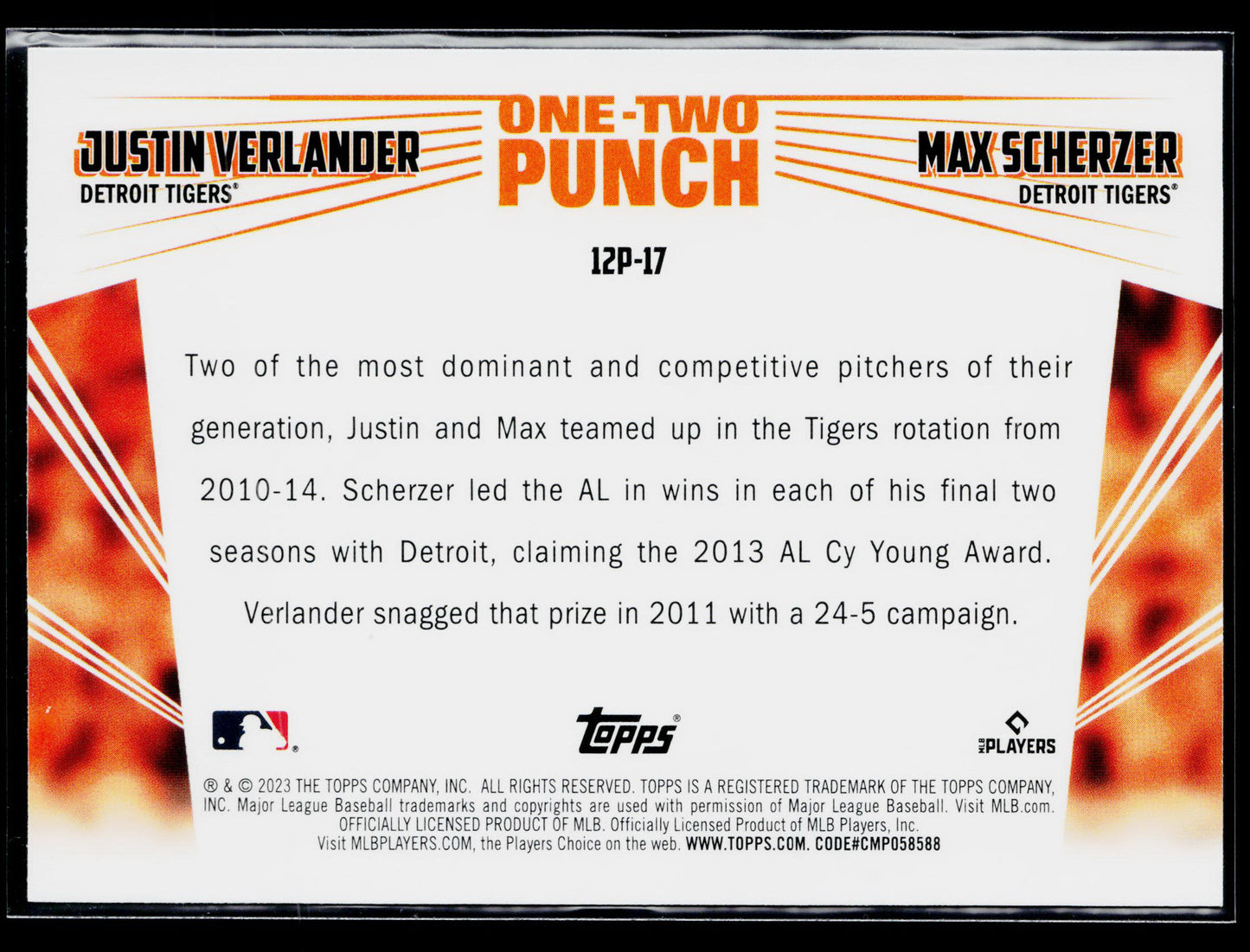2023 Topps Justin Verlander / Max Scherzer One-Two Punch #12P-17