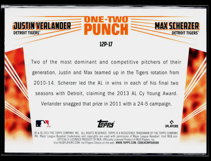 2023 Topps Justin Verlander / Max Scherzer One-Two Punch #12P-17